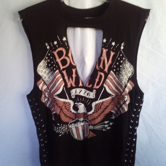 NWT Born Wild Lace-Up Muscle Tee Medium - Picture 4 of 8